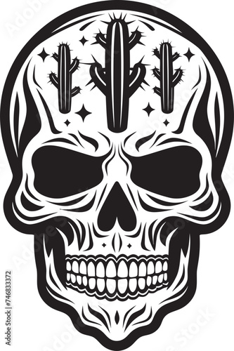 Spine and Succulents Cactus and Skull Logo Design Prickled Peril Vector Design of Skull with Cactus