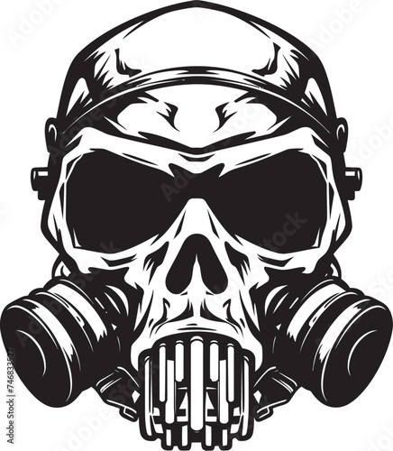 Eerie Emanation Gas Mask Adorned Skull Icon Design Toxic Tango Vector Icon with Gas Masked Skull