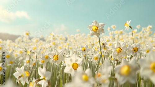 Serene Field of Blooming Daffodils © slonme