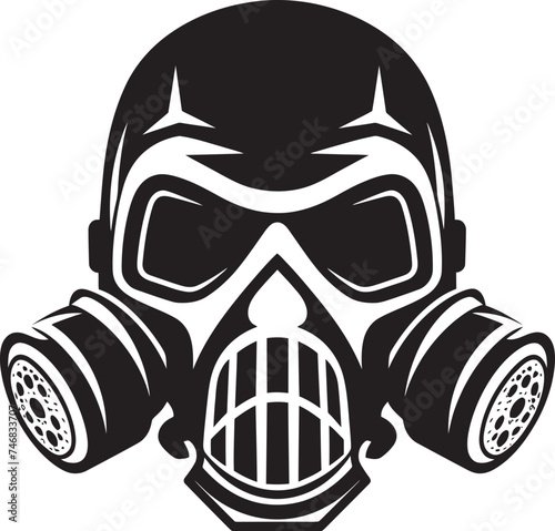 Eerie Emanation Gas Mask Adorned Skull Icon Design Toxic Tango Vector Icon with Gas Masked Skull