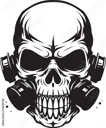 Hazardous Guardian Vector Icon with Gas Masked Skull Bio Skull Sentinel Gas Mask Clad Skull Graphic Logo