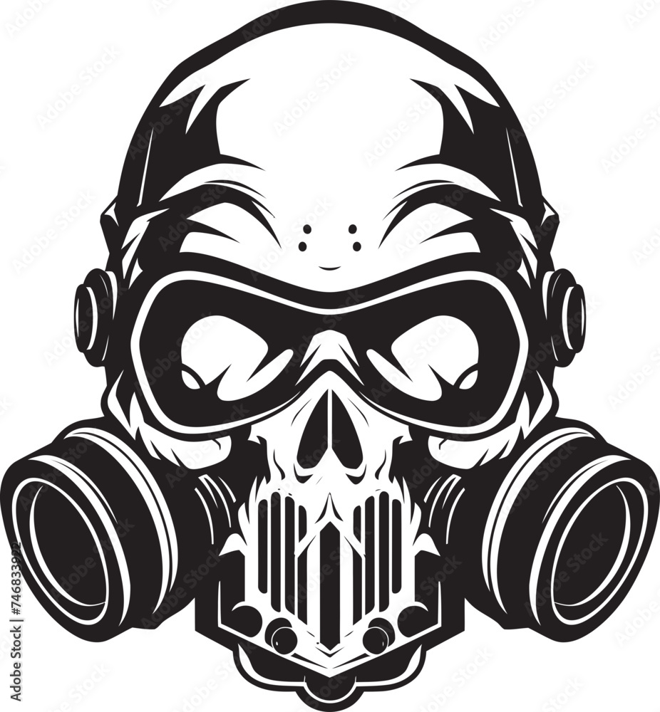 Plague Patrol Gas Mask Adorned Skull Icon Design Radiated Remains Vector Icon with Gas Masked Skull Plague Patrol Gas Mask Adorned Skull Icon Design Radiated Remains Vector Icon with Gas Masked Skull