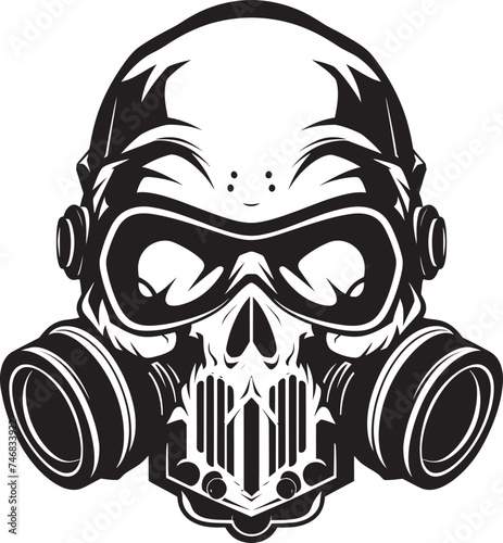 Plague Patrol Gas Mask Adorned Skull Icon Design Radiated Remains Vector Icon with Gas Masked Skull © BABBAN