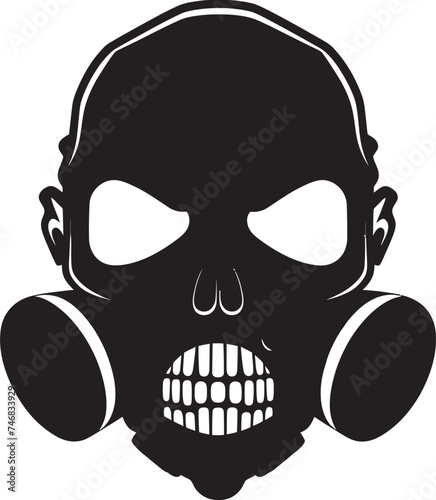 Radiated Remains Vector Icon with Gas Masked Skull Cursed Cranium Gas Mask Adorned Skull Graphic Logo