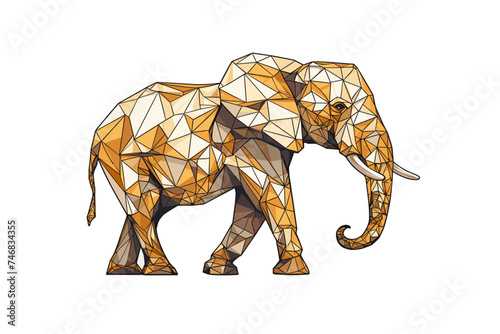 geometric african elephant  outline drawing abstract vector illustration