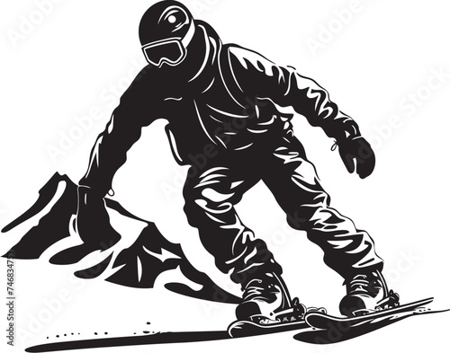 Blizzard Daredevil Snowboarding Man Logo Graphic Glacier Glide Vector Icon of Snowboarding Man