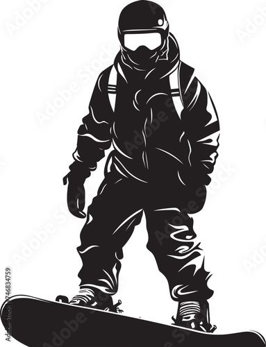 Slope Shredder Graphic Design with Snowboarding Man Icon Blizzard Daredevil Snowboarding Man Logo Graphic