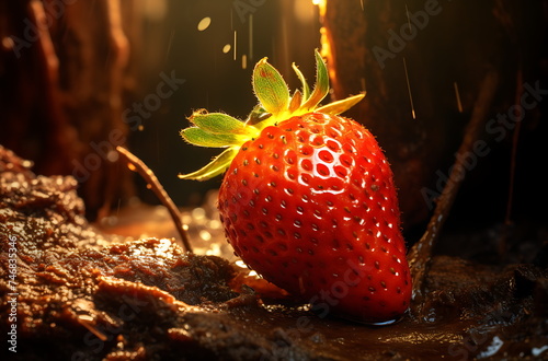 strawberry on the ground, generative ai