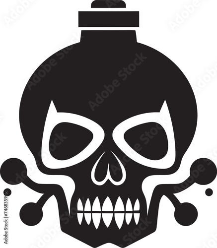 Radioactive Remains Vector Icon of Toxic Skull Chemical Contour Graphic Design with Toxic Skull Icon