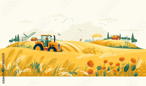 harvesting crops vector flat minimalistic isolated illustration