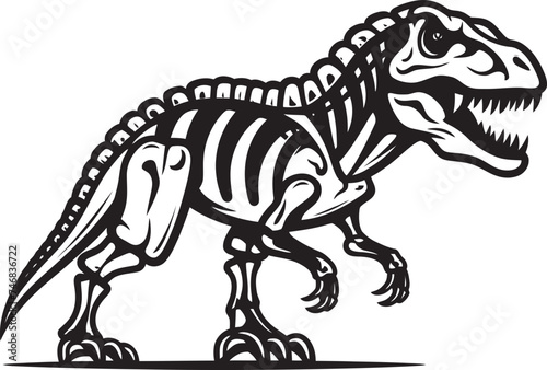 Mesozoic Majesty Tyrannosaurus Skeleton Graphic Emblem Tyrants Triumph Iconic T Rex Skeleton Logo © BABBAN