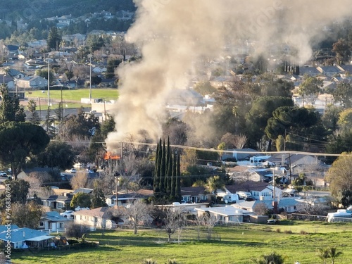 A small fire in Yucaipa, California from a Drone photo