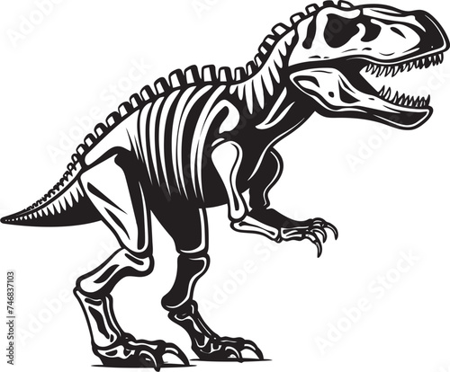 Dinosaur Dynasty Vector Logo featuring T Rex Skeleton Ancient Apex Tyrannosaurus Skeleton Icon Design © BABBAN