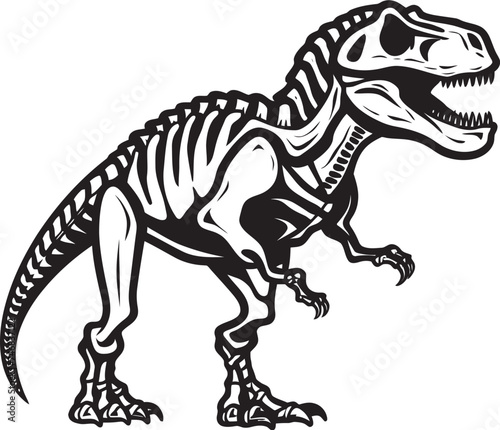 Paleontological Prestige T Rex Icon Design Tyranno Traces Dino Skeleton Vector Logo © BABBAN