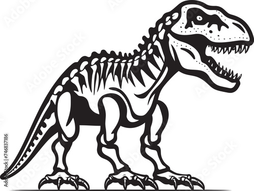 Tyranno Traces Dino Skeleton Vector Logo Fossilized Tyrant T Rex Skeleton Icon Design