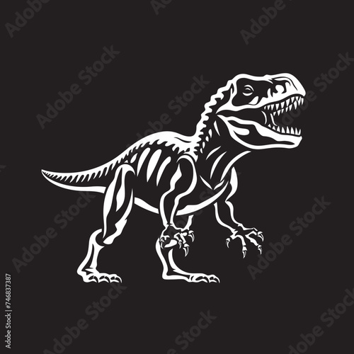 Primeval Power Dino Skeleton Icon Design Ancient Apex Tyrannosaurus Logo Graphic © BABBAN