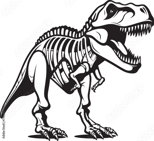 Jurassic Jewel Tyrannosaurus Skeleton Vector Graphic Mesozoic Majesty T Rex Logo Icon © BABBAN