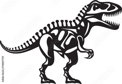 Primeval Profile T Rex Skeleton Graphic Emblem Paleontological Powerhouse Vector Tyrannosaurus Icon
