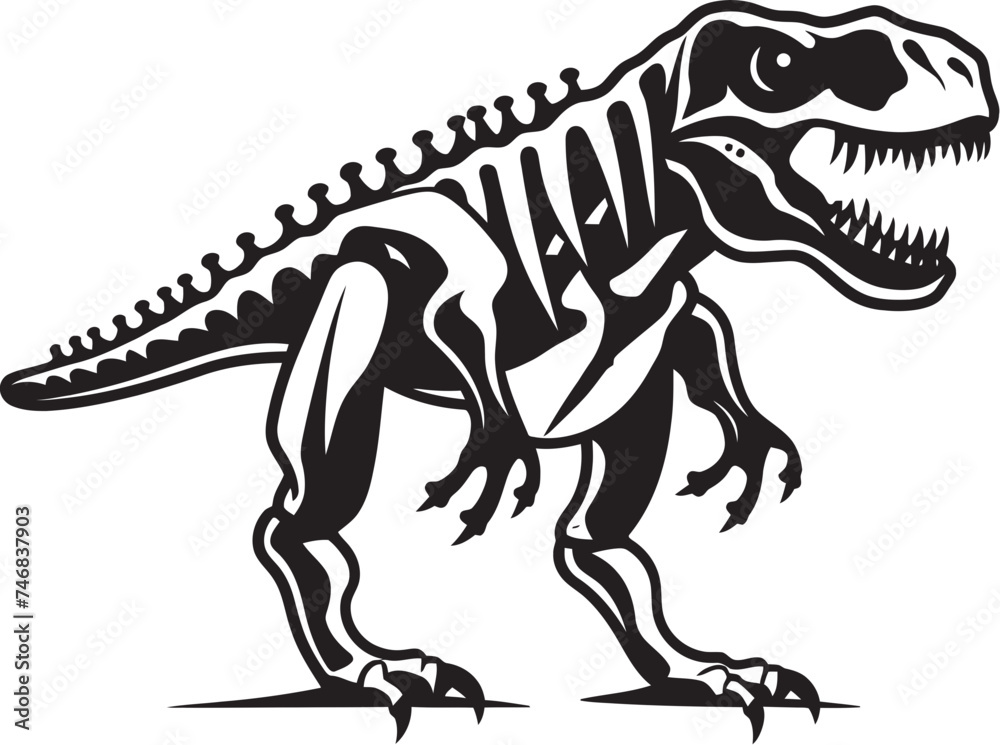 Fototapeta premium Fossilized Tyrant Dino Skeleton Vector Logo Design Prehistoric Power Graphic Icon of Tyrannosaurus Skeleton