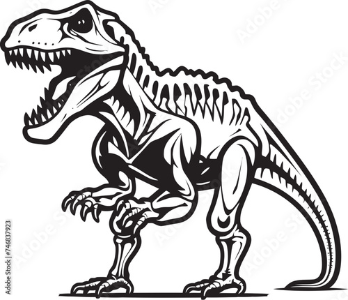 Jurassic Jewel Dino Skeleton Vector Icon Design TyrannoTrace T Rex Skeleton Emblem Design © BABBAN