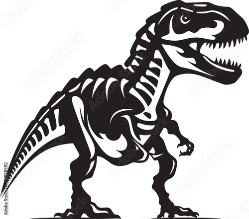 Dino Dominion Iconic Design of T Rex Skeleton Fossilized Tyrant Dino Skeleton Vector Logo Design © BABBAN