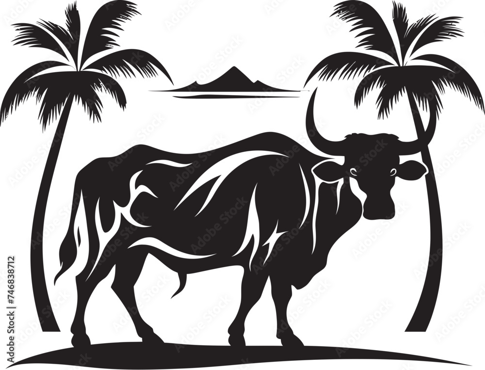 Obraz premium Tiki Bull Tahitian Style Vector Logo Tribal Toro Tahiti Inspired Bull Graphic Icon