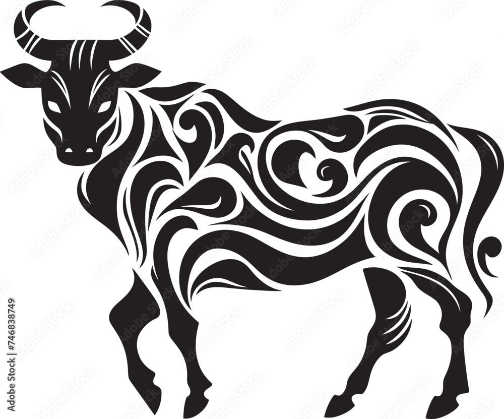 Exotic Bovine Vector Bull in Tahitian Theme Polynesian Power Tahiti Bull Vector Icon