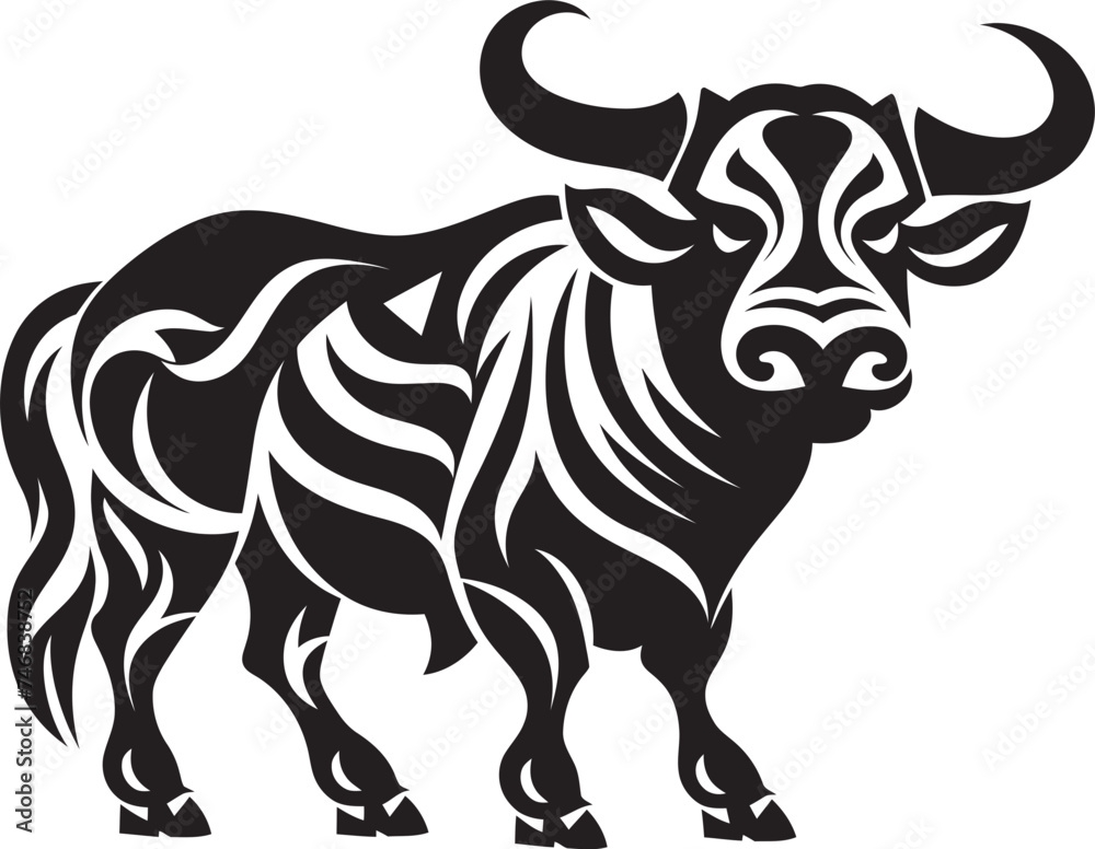 Fototapeta premium Tiki Traditions Tahitian Bull Vector Graphic Island Impressions Tahiti Style Bull Icon