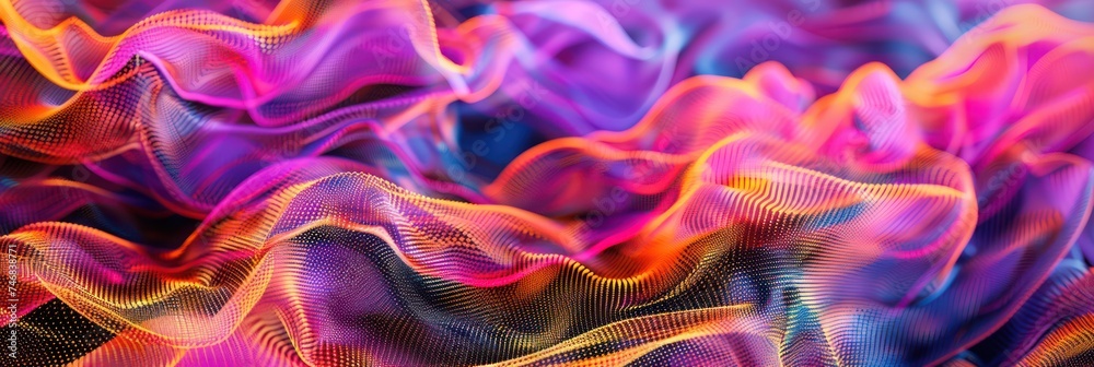 Colorful digital fabric with dynamic folds