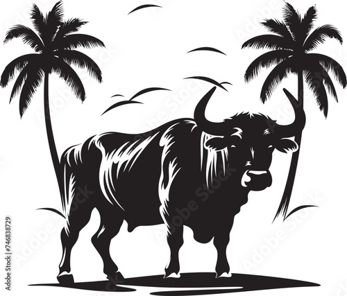 Exotic Bovine Vector Bull in Tahitian Theme Polynesian Power Tahiti Bull Vector Icon
