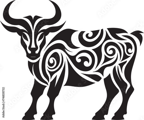 Island Impressions Tahiti Style Bull Icon Tribal Tribute Vector Bull Logo in Tahitian Style