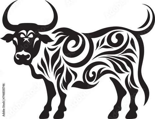 Tribal Treasure Tahitian Bull Vector Design Pacific Paradise Bull Logo in Tahiti Theme