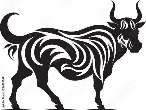 Tropical Taurus Bull Vector Design Inspired by Tahiti Tiki Bull Tahitian Style Vector Logo