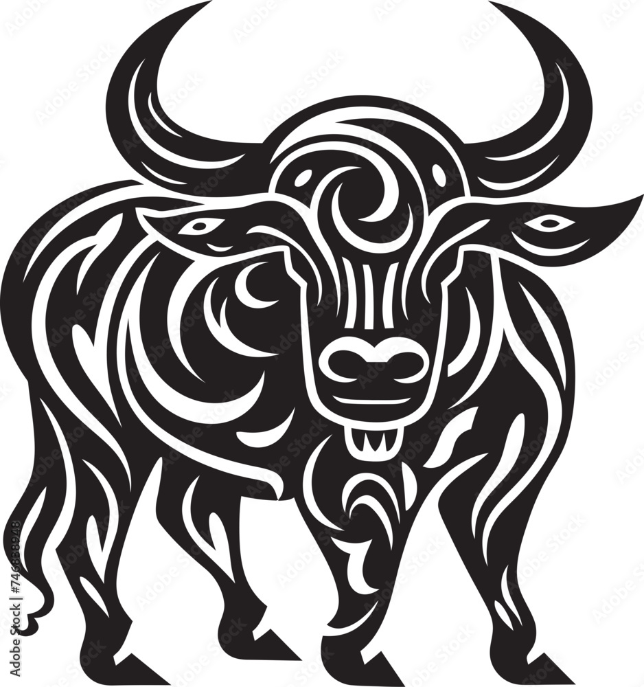 Exotic Bovine Vector Bull in Tahitian Theme Polynesian Power Tahiti Bull Vector Icon