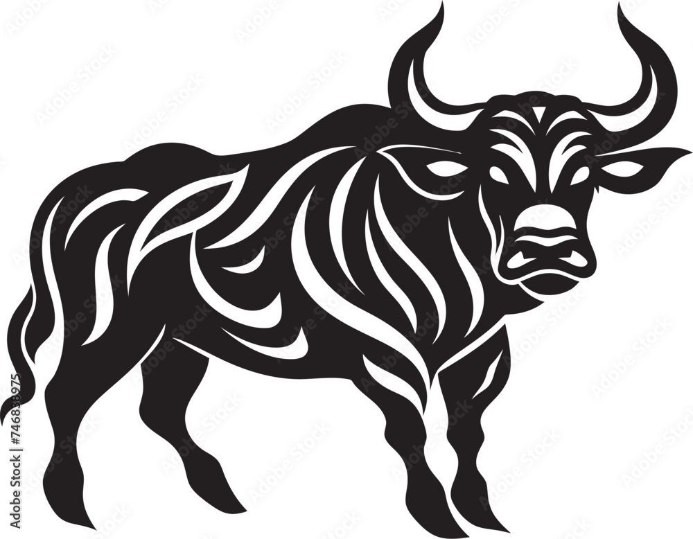 Tiki Toro Bull Graphic in Tahiti Style Pacifica Prowess Vector Bull Design with Tahiti Influence