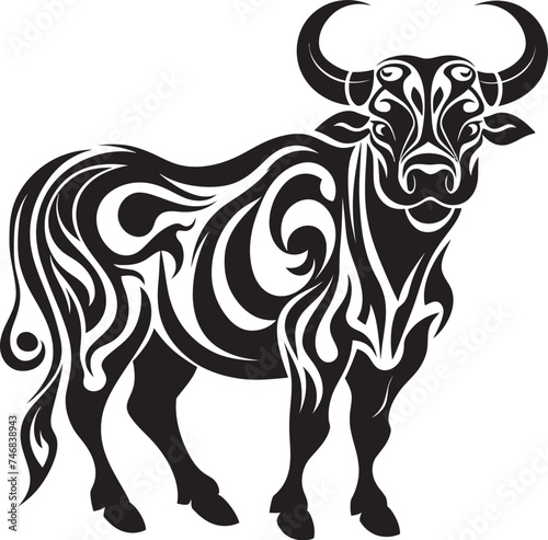 Tribal Treasure Tahitian Bull Vector Design Pacific Paradise Bull Logo in Tahiti Theme