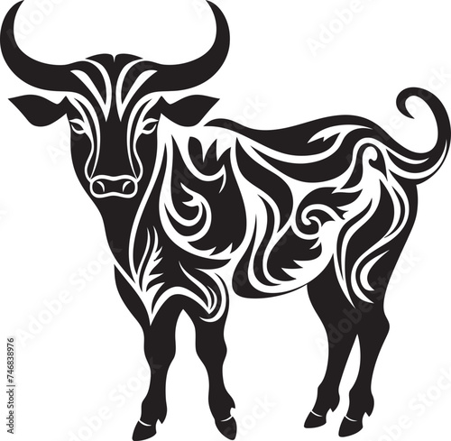 Exotic Bovine Vector Bull in Tahitian Theme Polynesian Power Tahiti Bull Vector Icon