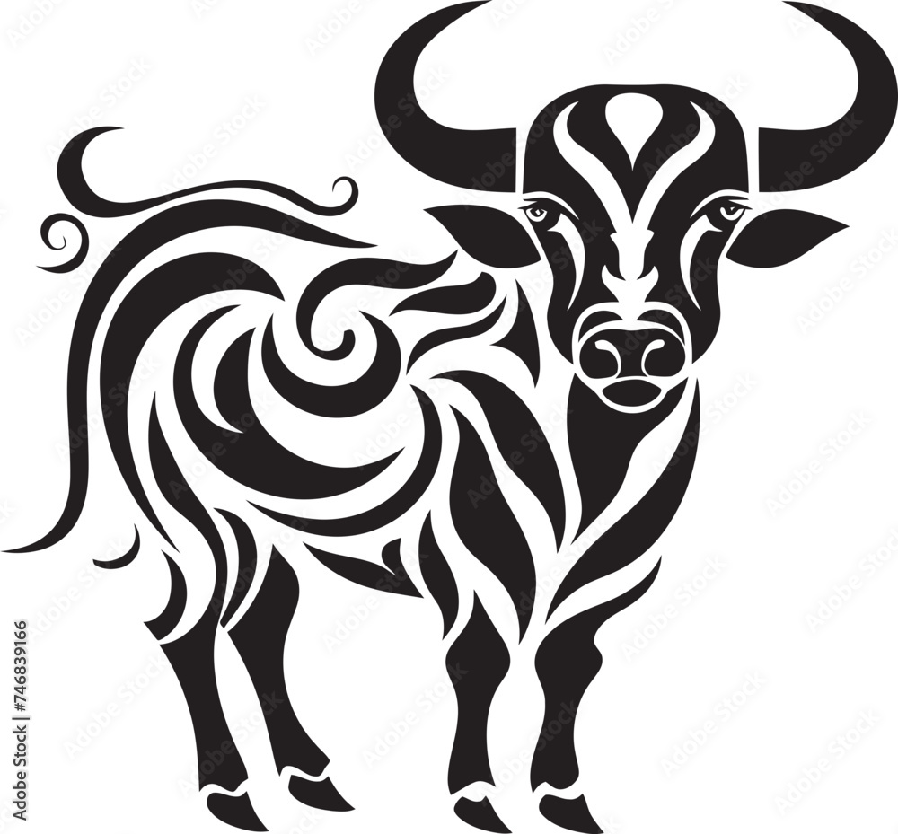 Tribal Tradition Vector Bull Emblem Inspired by Tahiti Island Majesty Tahitian Bull Graphic Logo