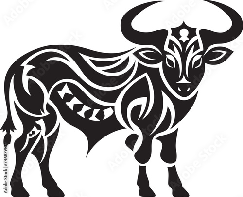 Island Majesty Tahitian Bull Graphic Logo Pacific Pulse Bull Icon in Tahiti Style