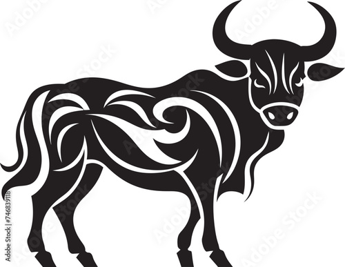 Pacific Power Vector Bull in Tahiti Theme Exotic Elegance Tahitian Bull Graphic Symbol