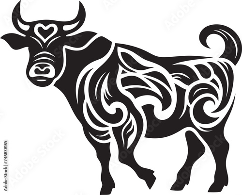 Island Majesty Tahitian Bull Graphic Logo Pacific Pulse Bull Icon in Tahiti Style