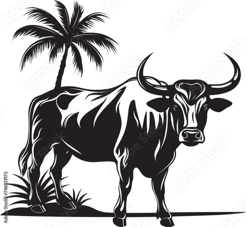 Tiki Taurus Tahitian Bull Vector Emblem Tribal Tempest Bull Logo in Tahiti Style
