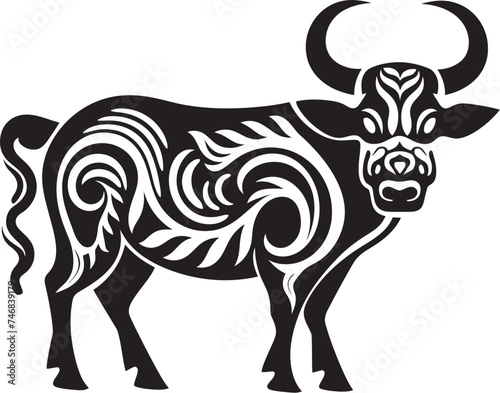 Tribal Tempest Bull Logo in Tahiti Style Island Influence Tahitian Bull Iconic Design