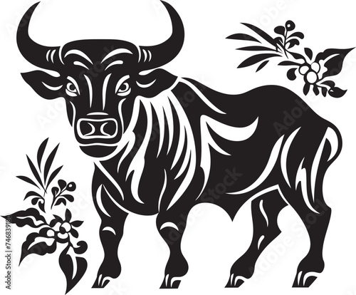 Island Influence Tahitian Bull Iconic Design Pacific Power Vector Bull in Tahiti Theme
