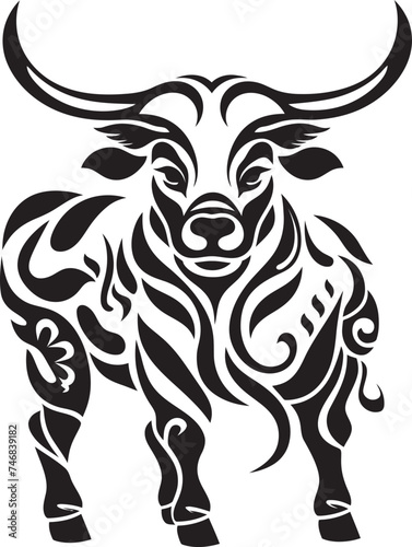 Pacific Power Vector Bull in Tahiti Theme Exotic Elegance Tahitian Bull Graphic Symbol