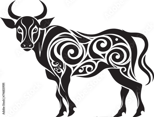 Tribal Tradition Vector Bull Emblem Inspired by Tahiti Island Majesty Tahitian Bull Graphic Logo