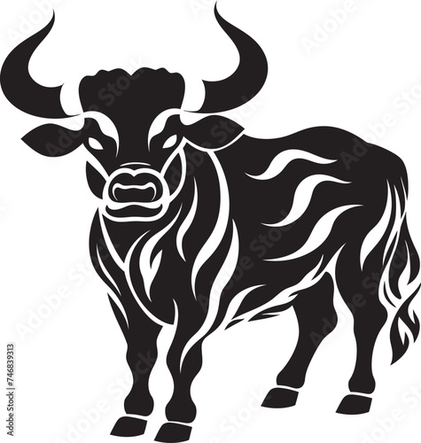 Island Impression Tahitian Bull Vector Symbol Tribal Tropics Bull Graphic Emblem in Tahiti Style
