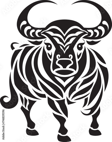 Island Impression Tahitian Bull Vector Symbol Tribal Tropics Bull Graphic Emblem in Tahiti Style