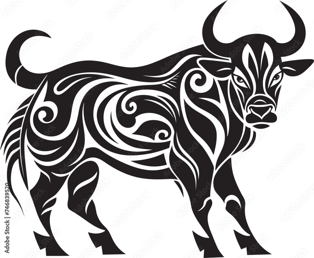 Tropical Taurus Tahiti Style Bull Logo Icon Island Impression Tahitian Bull Vector Symbol Tropical Taurus Tahiti Style Bull Logo Icon Island Impression Tahitian Bull Vector Symbol