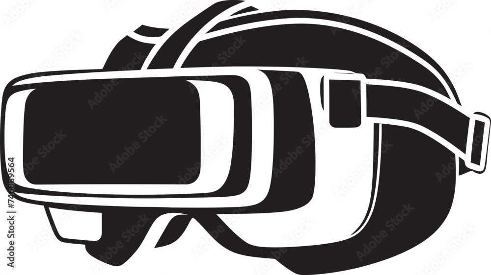 Techno Vision Virtual Reality Graphics Emblem Futuristic Focus Vector Logo with VR Goggles